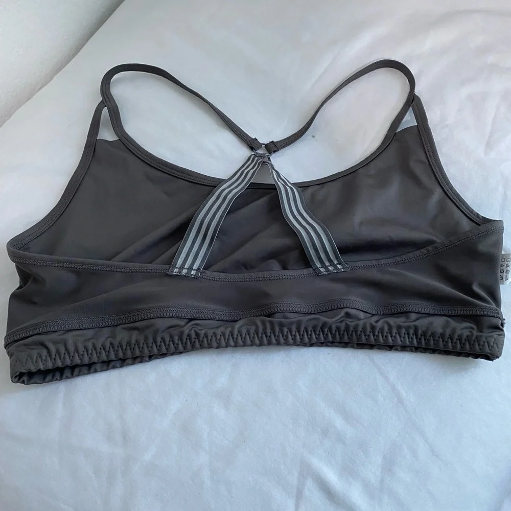 MARIKA Laser Cut Steel Grey Sport Bra Low Impact Yoga Workout Bra Sz XL